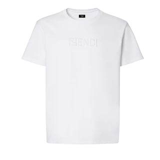 Fendi T-shirt Girocollo Bianca Con Logo FY1319-AY0G-F0QA0