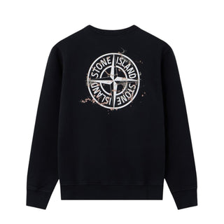 Stone Island Felpa girocollo nera con stampa K2S166100015