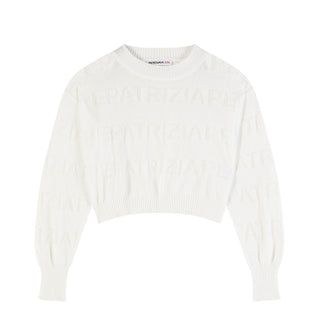 Patrizia Pepe Maglia Girocollo Bianca Con Logo Punzonato 7K0077/K303-W146