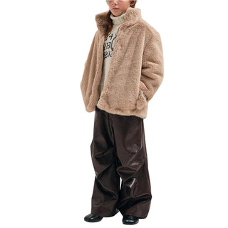MM6 Maison Margiela Pantaloni Marroni In Similpelle M60994-MM08L-M6713 Per Bambina