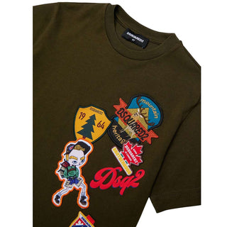 Dsquared2 T-shirt Verde In Jersey Con Patch DQ3399-DOAIT-DQ558 Per Bambino