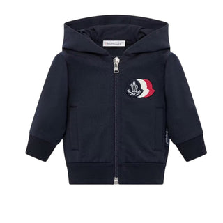 Moncler Felpa blu navy con zip e cappuccio L19518G00002/778