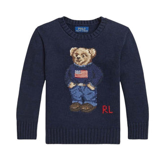 Polo Ralph Lauren Maglia Blu Con Polo Bear Per Bambini 322668286002