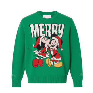 Mc2 Saint Barth Maglia verde in misto lana con Mickey Mouse e Minnie PRC0001 10218E