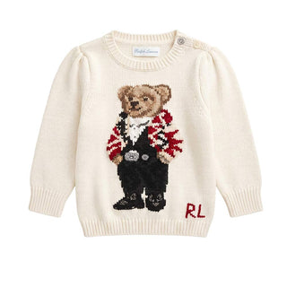 Polo Ralph Lauren Maglia Avorio Con Orsetto 3128531520011 Per Neonata