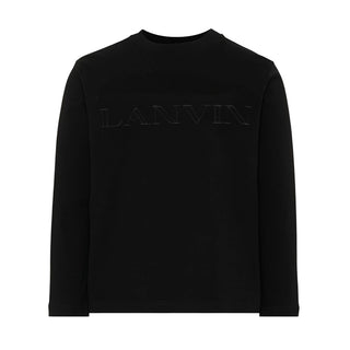 Lanvin T-shirt Nera A Maniche Lunghe N30395/09B Per Bambini