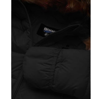 Blauer Giubbino trapuntato Amory con cappuccio e bordo in pelliccia 25WBBXC02450