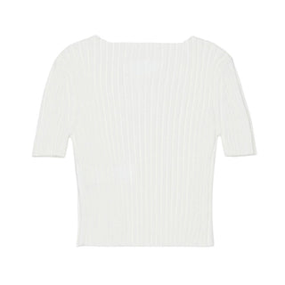 MM6 Maison Margiela Maglia Avorio A Costine Con Patch Logo M60989-MM07X-M6101