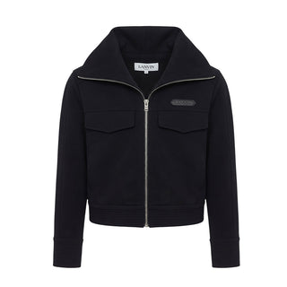 Lanvin Felpa Cropped Nera Con Zip N30403/09B Per Bambina