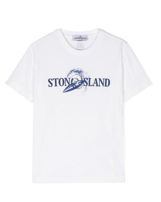 Stone Island T-shirt girocollo con logo frontale 801621073