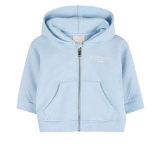 Givenchy Felpa Celeste Con Zip E Cappuccio Per Neonato H31195/77L