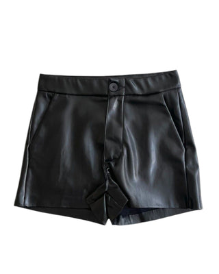 Lù:Lù Shorts neri in similpelle da bambina LL3010