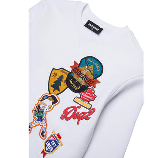 Dsquared2 Felpa Girocollo Bianca Con Patch DQ3398-D0AI5-DQ100 Per Bambino