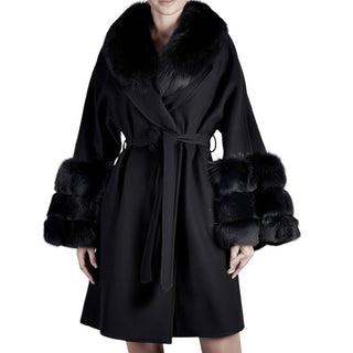 Regina Cappotto In Cashmere 12003N Con Finitura in Vera Pelliccia