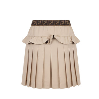Fendi Gonna Beige In Gabardine Con Ruches JFE216-AS5Y-F1P2N Per Bambina