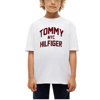 Tommy Hilfiger T-shirt Bianca Con Logo KB0KB10641-YBRJ Per Bambino