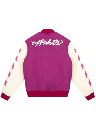 Off-White Bomber modello college in panno OGEH001F21FAB001