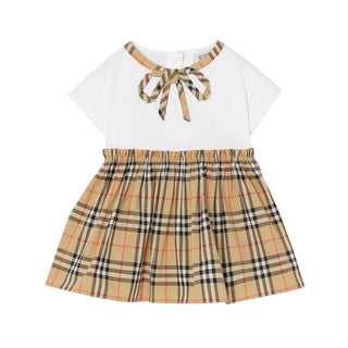 Burberry Vestina Bianca Con Fiocco 8125957 Per Neonata