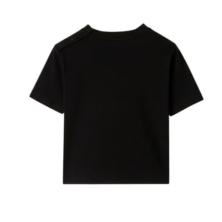 Burberry T-shirt Nera In Cotone Con Stampa 8121190