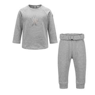 Moncler Tuta Grigia In Cotone Per Neonata I29518M00014