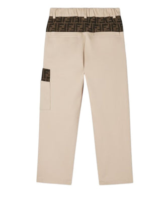 Fendi Pantaloni beige in gabardina con dettagli FF JMF545-AS5Y