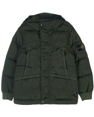 Stone Island Giubbino trapuntato verde con cappuccio 771640735