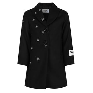 Msgm Cappotto monopetto nero con stelle F3MSJGCO149