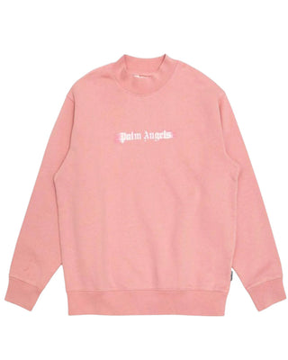 Palm Angels Felpa rosa girocollo con logo PGBA013F25FLE001303B