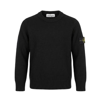 Stone Island Maglia Girocollo Nera In Misto Lana Per Bambino 7116506A1