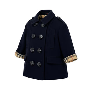 Burberry Cappotto doppiopetto blu in lana vergine 8002373