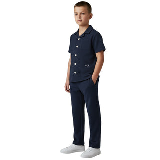 Daniele Alessandrini Pantaloni Blu In Misto Viscosa Per Bambino 1295P00371BLJ
