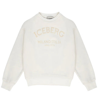 Iceberg Felpa girocollo in cotone con logo frontale MFICE6333J