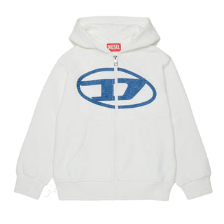 Diesel Felpa Avorio Con Zip E Cappuccio Per Bambini J02622-0GEAD-K141