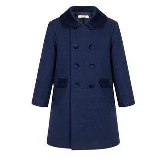 Coccodè Cappotto Blu Con Dettagli In Velluto C64574/11J Per Bambina