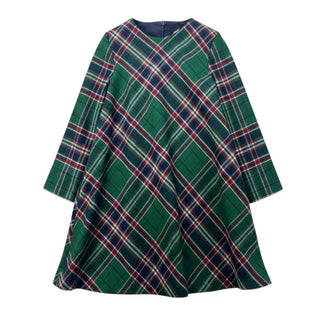Il Gufo Abito verde in fantasia tartan da bambina A22VL527W3054