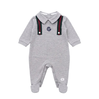 Gabriella Gucci Tutina Grigia In Cotone Con Logo TFG01S Per Neonato
