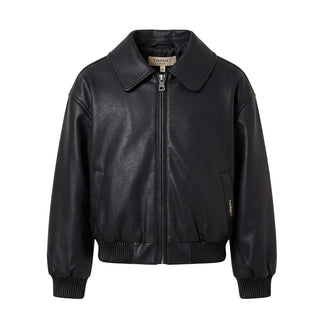 TWINSET Bomber Nero In Ecopelle 262GJ2010 Per Bambina