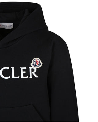 Moncler Felpa nera con cappuccio e logo K29548G00017