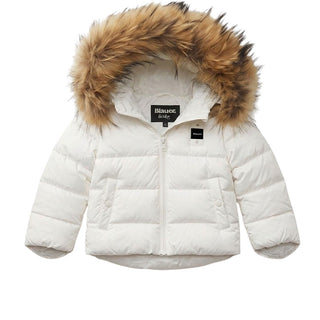 Blauer Giubbino Trapuntato Bianco Con Pelliccia 26WBBXC02302-100 Amory Per Neonati