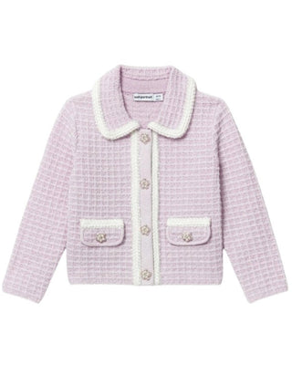 Self-Portrait Maglia cardigan lilla in maglia PF24-731C