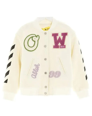 Off-White Bomber modello college in panno OGEH001F21FAB001