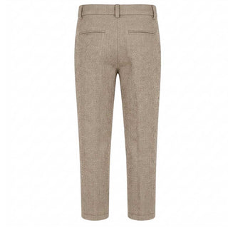 Emanuel Pris Pantaloni Beige In Tessuto A Spina Di Pesce EPT6306-18B Per Bambino