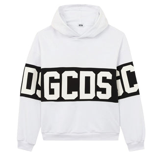 GCDS Felpa Bianca Con Cappuccio E Logo Z0UKQE583F004/100B
