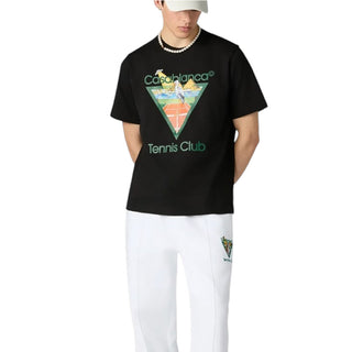 Casa Blanca T-shirt Nera Con Stampa Tennis Club M-PF26-JTS-001-19 Per Uomo