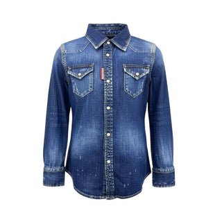 Dsquared2 Camicia in denim blu scuro con logo DQ02DG-D00VL