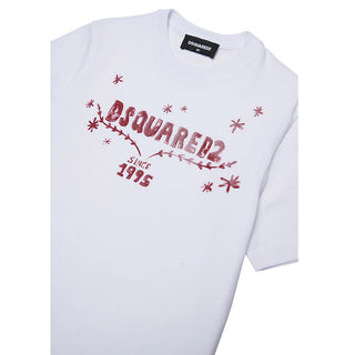 Dsquared2 T-shirt Bianca Con Stampa DQ3445-D0AJ1-DQ100 Per Bambina