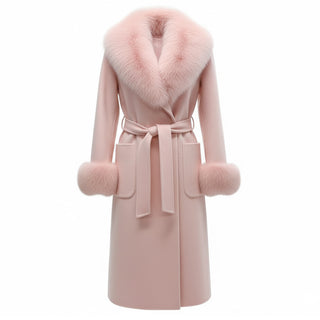 Regina Cappotto In Cashmere 12015R Con Finitura in Vera Pelliccia