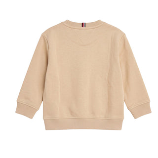 Tommy Hilfiger Felpa Girocollo Beige Con Logo KB0KB10766-AB9 Per Neonato