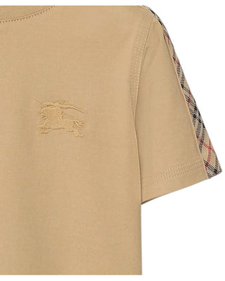Burberry T-shirt beige in jersey con finiture Check 8108848