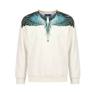 Marcelo Burlon Felpa Girocollo Avorio Con Wings F6CMJBSW033-412 Per Bambini